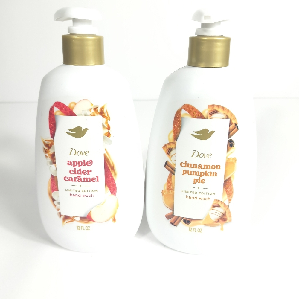 Dove Holiday Hand Soap Set Fall Scents Apple Cider Caramel Pumpkin Pie NEW